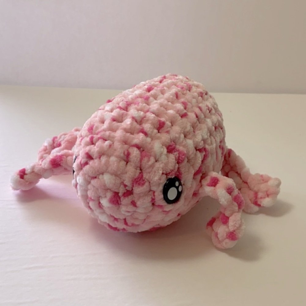 Crochet frog pink multicolor